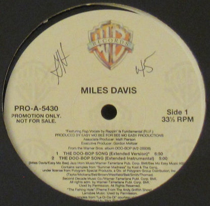 Miles Davis : The Doo-Bop Song (12", Promo)