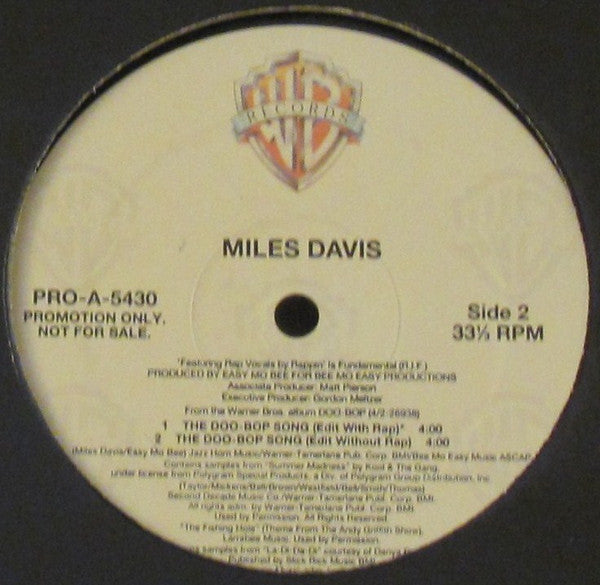 Miles Davis : The Doo-Bop Song (12", Promo)