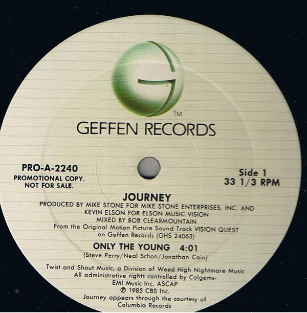 Journey : Only The Young (12", Promo)