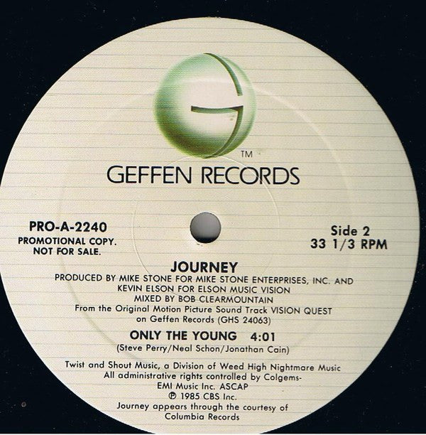 Journey : Only The Young (12", Promo)