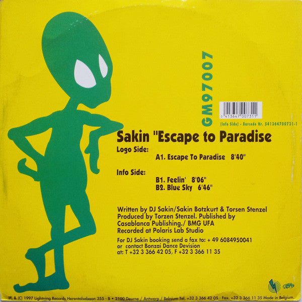 DJ Sakin : Escape To Paradise (12")