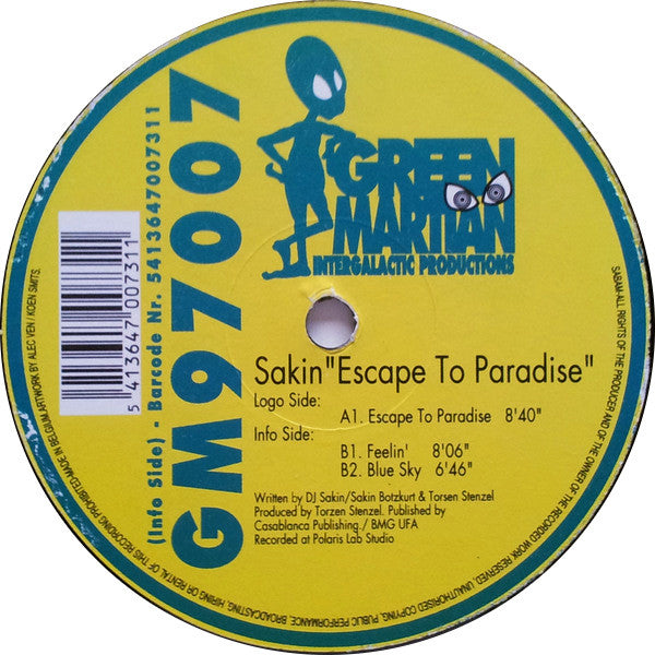 DJ Sakin : Escape To Paradise (12")