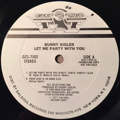 Bunny Sigler : Let Me Party With You (LP, Album, Promo)