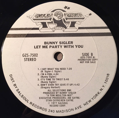 Bunny Sigler : Let Me Party With You (LP, Album, Promo)
