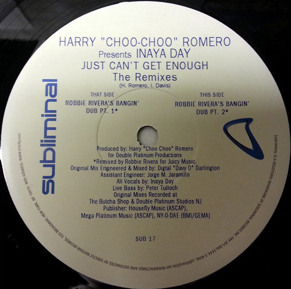 Harry "Choo-Choo" Romero* Presents Inaya Day : Just Can't Get Enough (The Remixes) (2x12")
