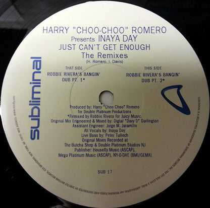 Harry "Choo-Choo" Romero* Presents Inaya Day : Just Can't Get Enough (The Remixes) (2x12")