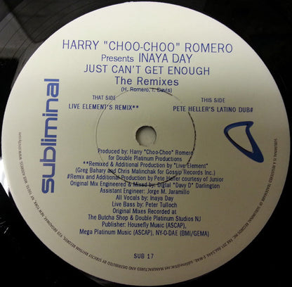 Harry "Choo-Choo" Romero* Presents Inaya Day : Just Can't Get Enough (The Remixes) (2x12")