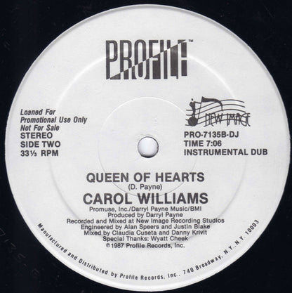 Carol Williams : Queen Of Hearts (12", Single, Promo)