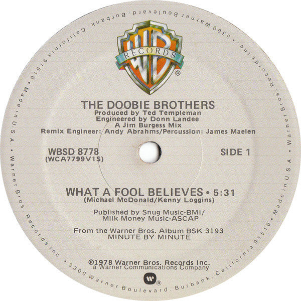 The Doobie Brothers : What A Fool Believes (12", Single)