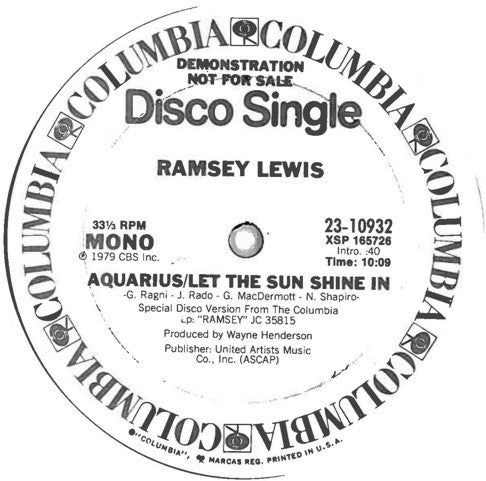 Ramsey Lewis : Aquarius/Let The Sun Shine (12", Single, Promo)