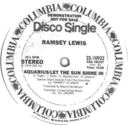 Ramsey Lewis : Aquarius/Let The Sun Shine (12", Single, Promo)
