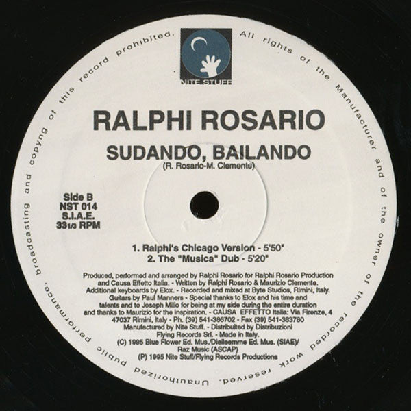 Ralphi Rosario : Sudando, Bailando (12")
