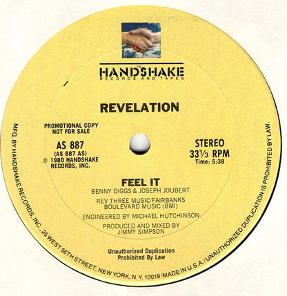 Revelation (2) : Feel It (12", Promo, Yel)