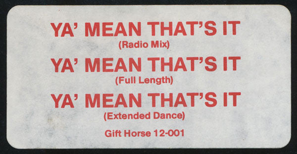 Danz/Beat : Ya' Mean That's It (12")