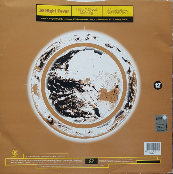 The Night Fever : I Don't Need Nobody (12")