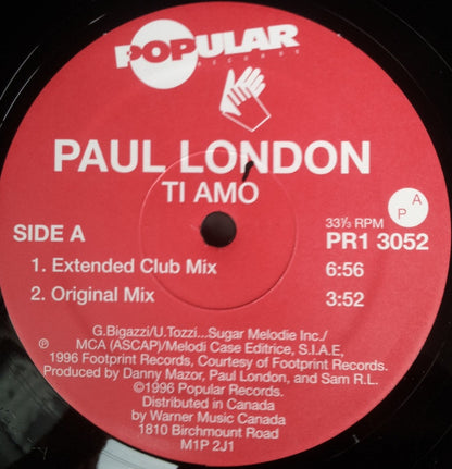 Paul London : Ti Amo (12")