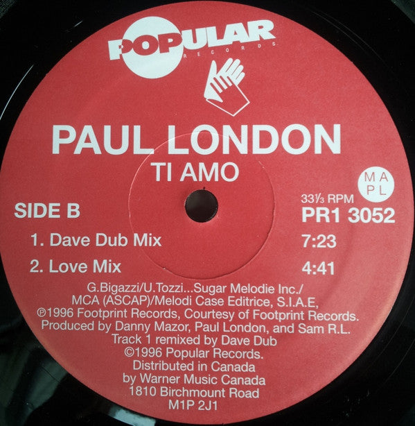 Paul London : Ti Amo (12")