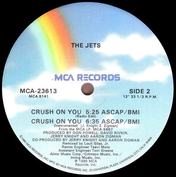 The Jets : Crush On You (12", Single, Glo)