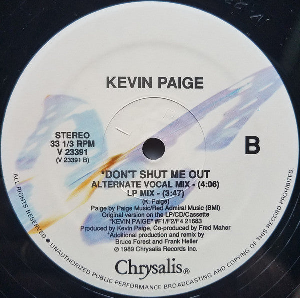 Kevin Paige : Don't Shut Me Out (12")