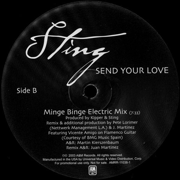 Sting : Send Your Love (Remixes By Josh Wink And Minge Binge) (2x12", Promo)
