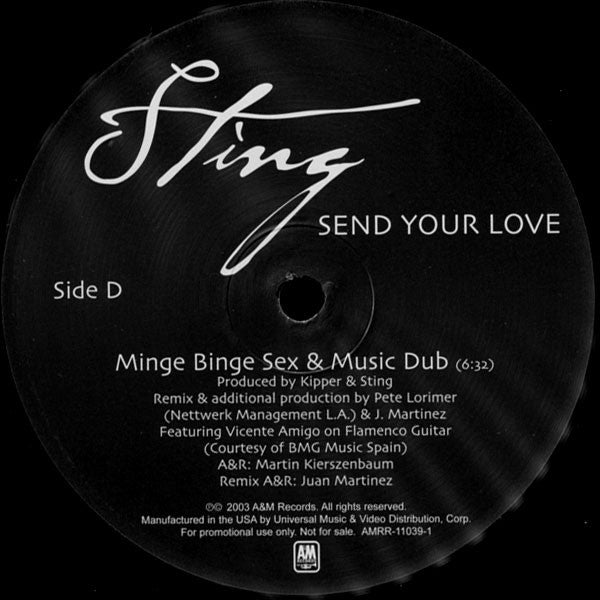 Sting : Send Your Love (Remixes By Josh Wink And Minge Binge) (2x12", Promo)