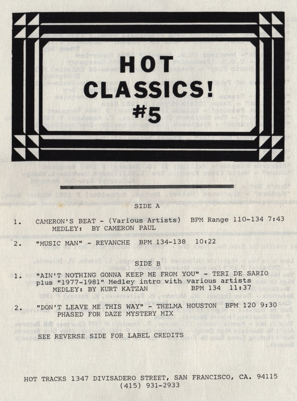 Various : Hot Classics, Issue 5 (12", EP, Comp, Promo)