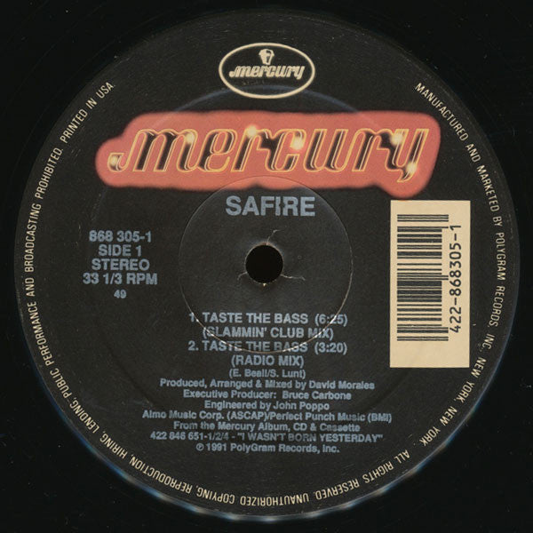 Safire : Taste The Bass (12")