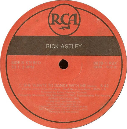Rick Astley : She Wants To Dance With Me (Night & Day Remixes) (12")