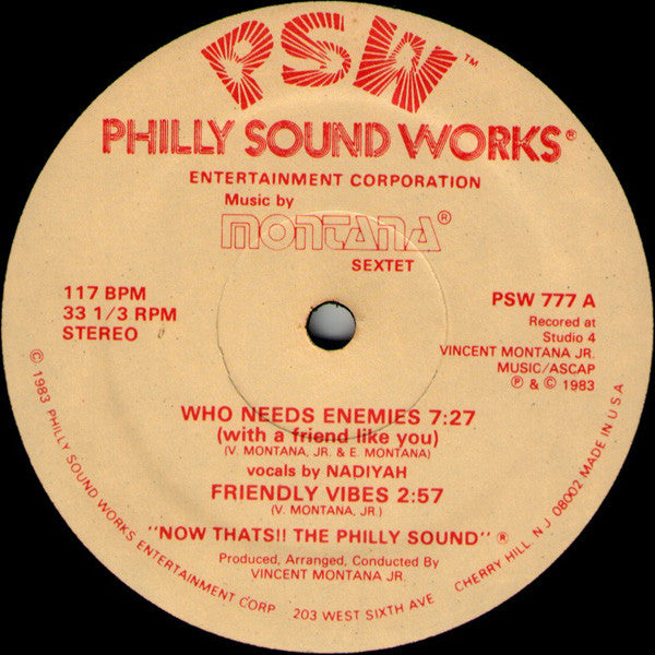 Montana Sextet : Who Needs Enemies (With A Friend Like You) / Friendly Vibes (12")