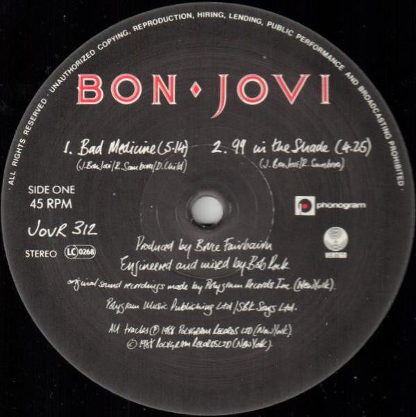 Bon Jovi : Bad Medicine (12", Single, Ltd)