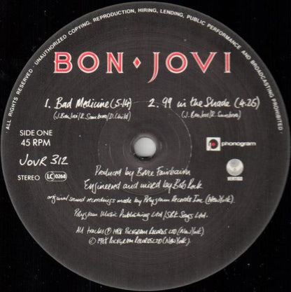 Bon Jovi : Bad Medicine (12", Single, Ltd)