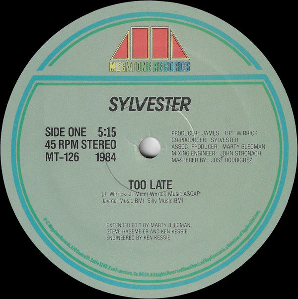 Sylvester : Too Late / Trouble In Paradise (Remix) (12")
