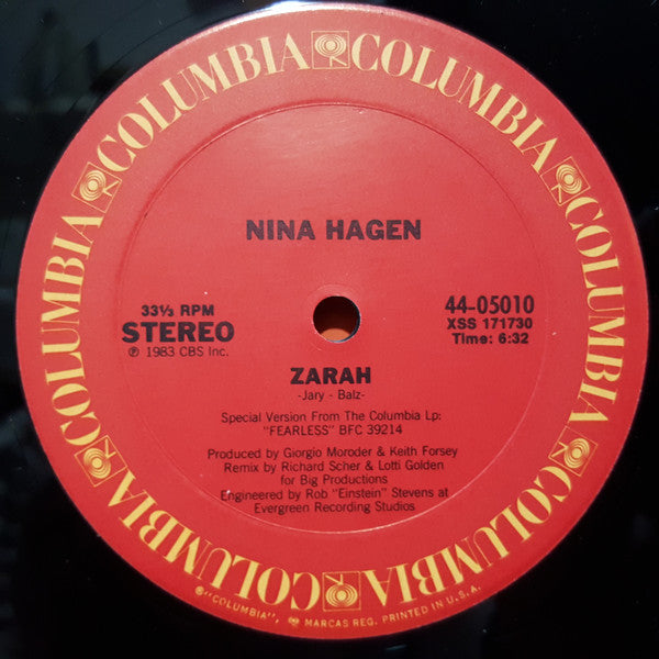 Nina Hagen : Zarah (Remix) (12")