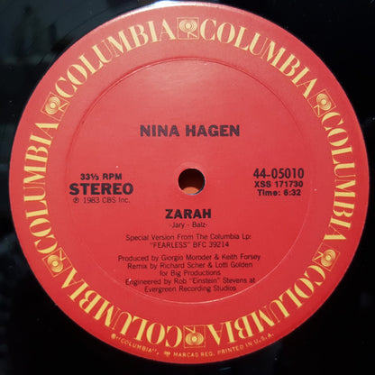 Nina Hagen : Zarah (Remix) (12")