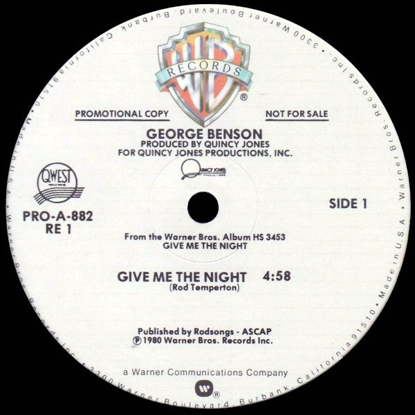 George Benson : Give Me The Night (12", Promo)