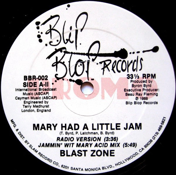 Blast Zone : Mary Had A Little Jam (12", Promo)