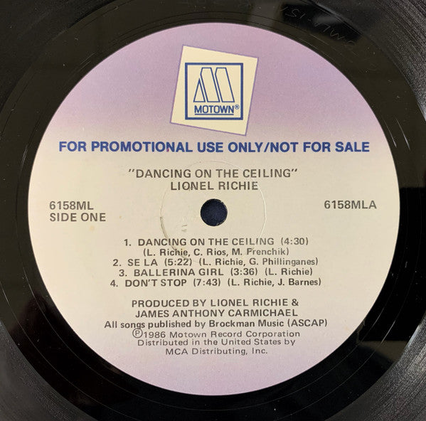 Lionel Richie : Dancing On The Ceiling (LP, Album, Promo)