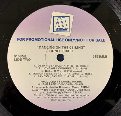 Lionel Richie : Dancing On The Ceiling (LP, Album, Promo)