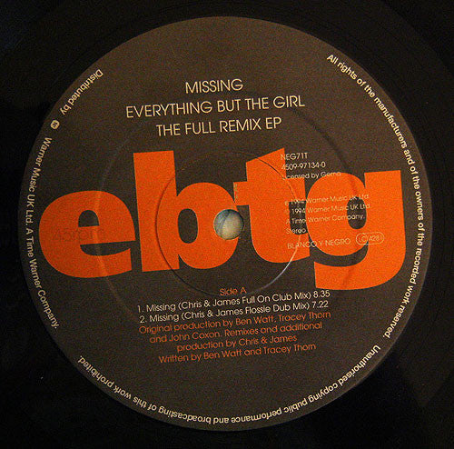 Everything But The Girl : Missing (The Full Remix EP) (12", EP)