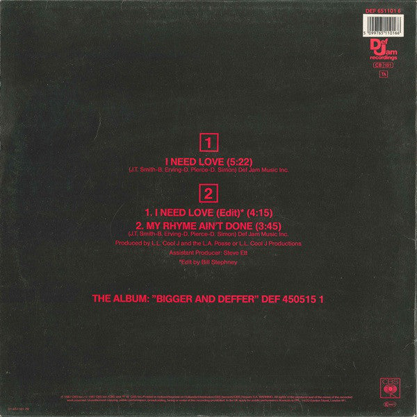 L.L. Cool J* : I Need Love (12", Maxi)
