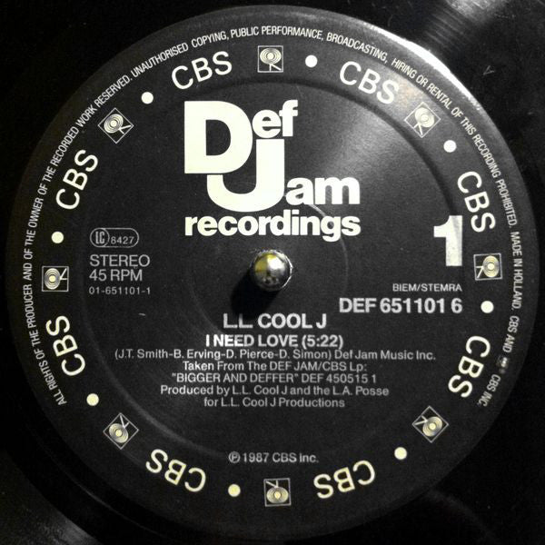 L.L. Cool J* : I Need Love (12", Maxi)