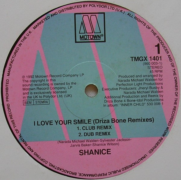 Shanice : I Love Your Smile (Driza Bone Remix) (12", Single)