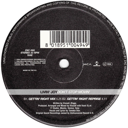 Livin' Joy : Don't Stop Movin' (12")