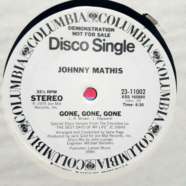 Johnny Mathis : Begin The Beguine / Gone, Gone, Gone (12", Single, Promo)
