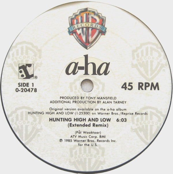 a-ha : Hunting High And Low (12", Maxi)