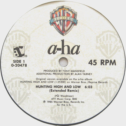 a-ha : Hunting High And Low (12", Maxi)