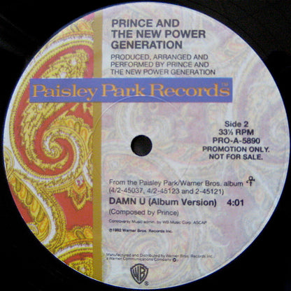 Prince And The New Power Generation : Damn U (12", Single, Promo)