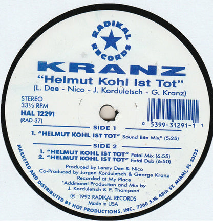 Kranz : Helmut Kohl Ist Tot (12")