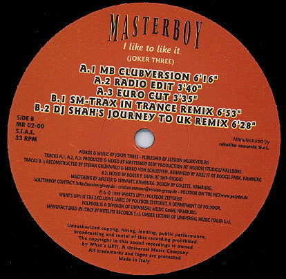 Masterboy : I Like To Like It (12")