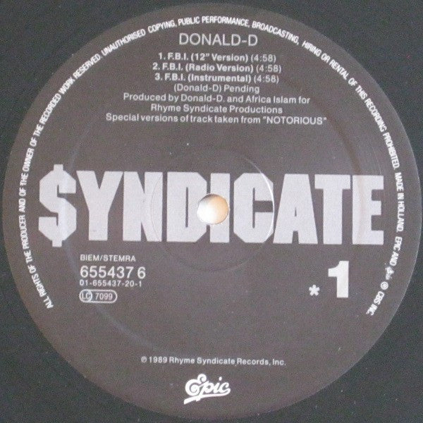 Donald-D* : F.B.I. (The Legal Mixes) (12", Maxi)